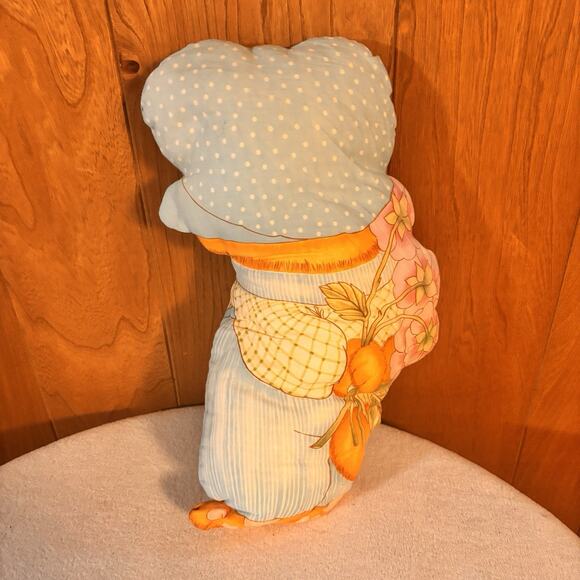 Vintage Cat Pillow Plush Orange Kitty Bonnet & Dress Cottagecore Decor - Picture 4 of 4